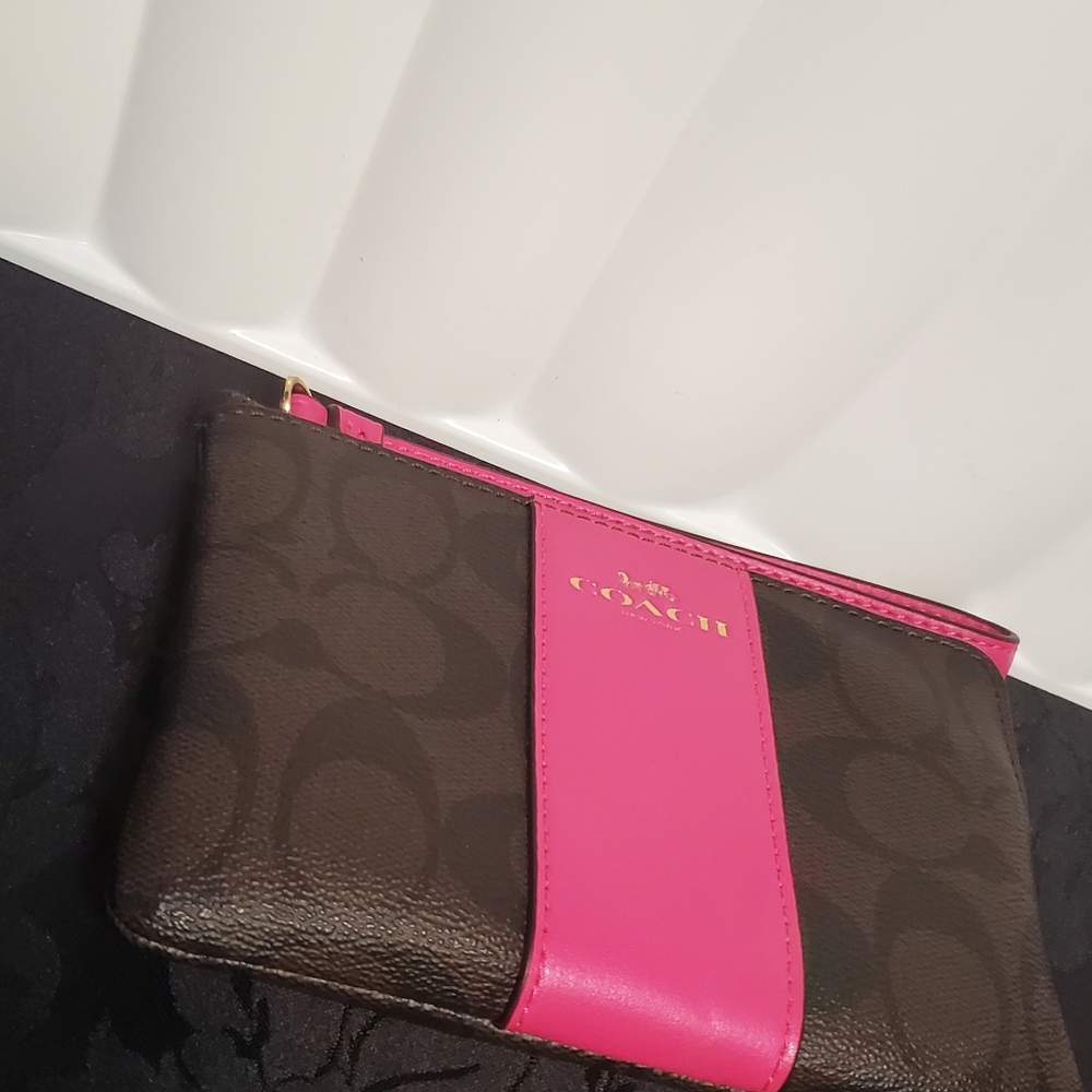 Coach Brown and Pink Wristlet - Picture 4 of 8